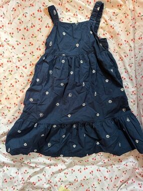 Girls Navy Embroidered Sundress